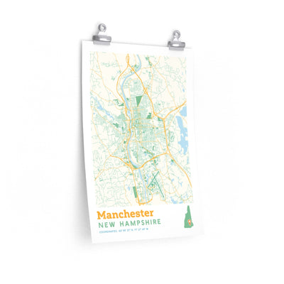 Manchester New Hampshire Street Map Poster-12″ × 18″-Allegiant Goods Co. Vintage Sports Apparel