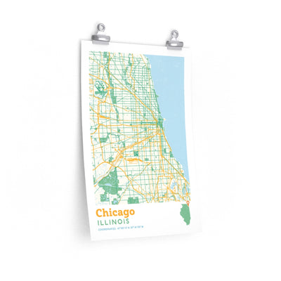 Chicago Illinois City Street Map Poster-12″ × 18″-Allegiant Goods Co. Vintage Sports Apparel