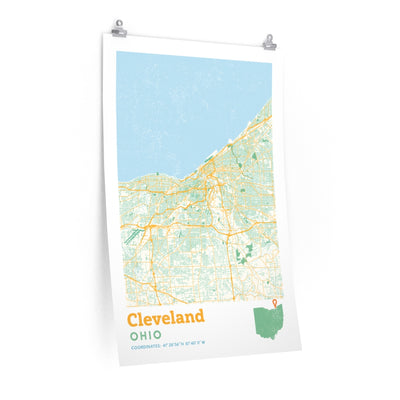 Cleveland Ohio City Street Map Poster-24″ × 36″-Allegiant Goods Co. Vintage Sports Apparel