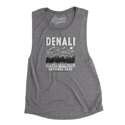 Denali National Park Women's Flowey Scoopneck Muscle Tank-Asphalt Slub-Allegiant Goods Co. Vintage Sports Apparel