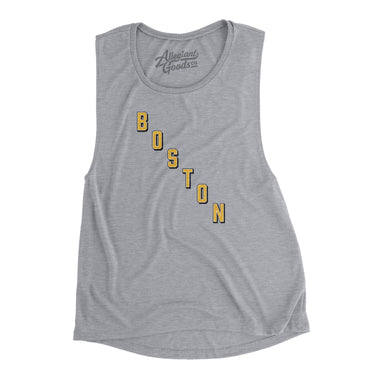 Boston Hockey Jersey Women's Flowey Scoopneck Muscle Tank-Allegiant Goods Co. Vintage Sports Apparel