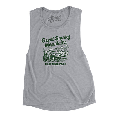 Great Smoky Mountains National Park Women's Flowey Scoopneck Muscle Tank-Athletic Heather-Allegiant Goods Co. Vintage Sports Apparel