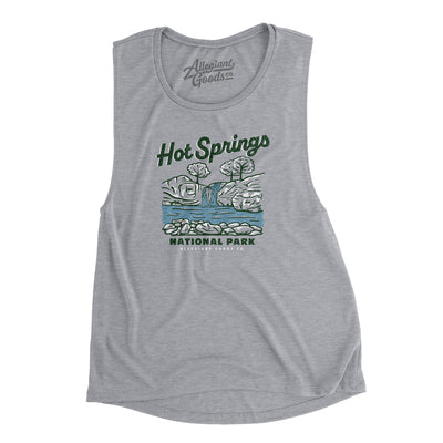 Hot Springs National Park Women's Flowey Scoopneck Muscle Tank-Athletic Heather-Allegiant Goods Co. Vintage Sports Apparel