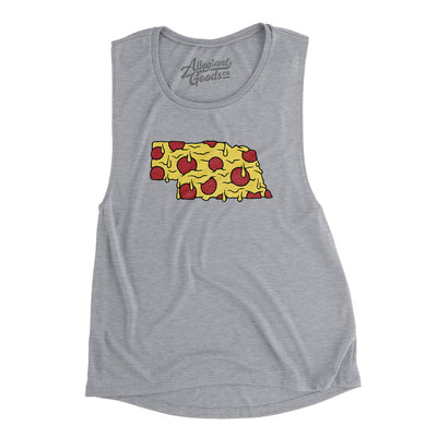 Nebraska Pizza State Women's Flowey Scoopneck Muscle Tank-Athletic Heather-Allegiant Goods Co. Vintage Sports Apparel