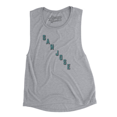 San Jose Hockey Jersey Women's Flowey Scoopneck Muscle Tank-Allegiant Goods Co. Vintage Sports Apparel