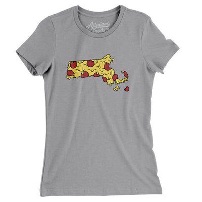 Massachusetts Pizza State Women's T-Shirt-Athletic Heather-Allegiant Goods Co. Vintage Sports Apparel
