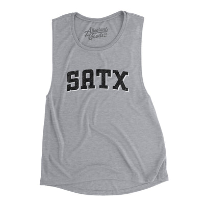 Satx Varsity Women's Flowey Scoopneck Muscle Tank-Athletic Heather-Allegiant Goods Co. Vintage Sports Apparel