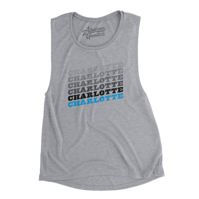 Charlotte Vintage Repeat Women's Flowey Scoopneck Muscle Tank-Athletic Heather-Allegiant Goods Co. Vintage Sports Apparel