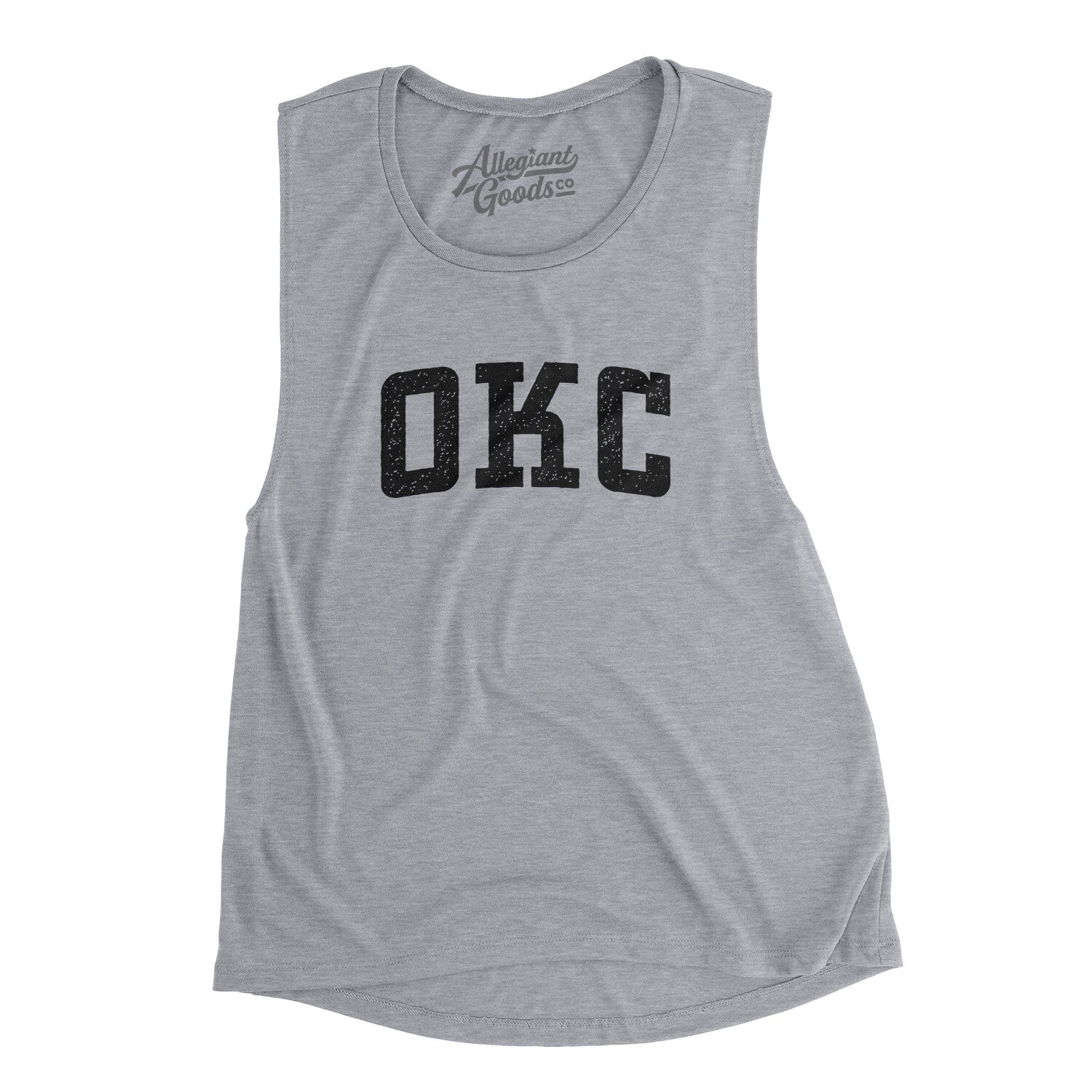 Okc Varsity Women's Flowey Scoopneck Muscle Tank-Athletic Heather-Allegiant Goods Co. Vintage Sports Apparel