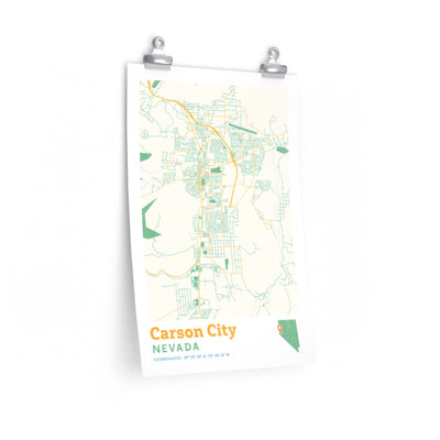 Carson City Nevada City Street Map Poster-12″ × 18″-Allegiant Goods Co. Vintage Sports Apparel