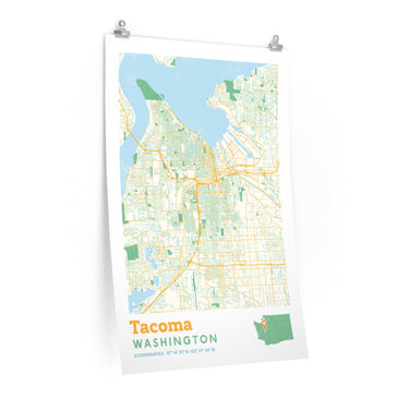 Tacoma Washington City Street Map Poster-24″ × 36″-Allegiant Goods Co. Vintage Sports Apparel