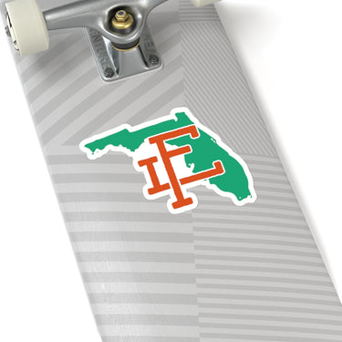 Florida Home State Sticker (Green & Orange)-6x6"-Allegiant Goods Co. Vintage Sports Apparel