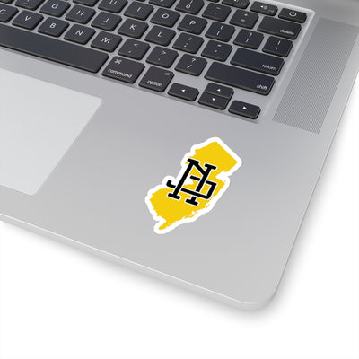 New Jersey Home State Sticker (Yellow & Black)-3x3"-Allegiant Goods Co. Vintage Sports Apparel