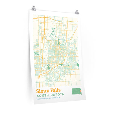 Sioux Falls South Dakota City Street Map Poster-24″ × 36″-Allegiant Goods Co. Vintage Sports Apparel