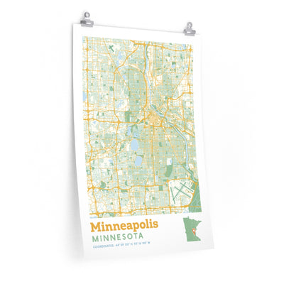 Minneapolis Minnesota City Street Map Poster-20″ × 30″-Allegiant Goods Co. Vintage Sports Apparel