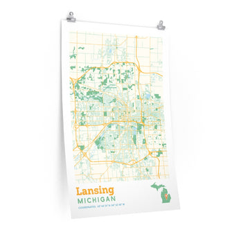 Lansing Michigan City Street Map Poster-Allegiant Goods Co. Vintage Sports Apparel