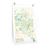Lansing Michigan City Street Map Poster-Allegiant Goods Co. Vintage Sports Apparel
