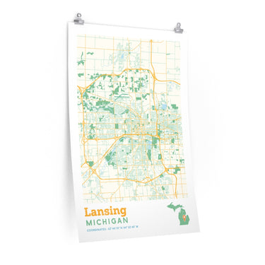 Lansing Michigan City Street Map Poster-Allegiant Goods Co. Vintage Sports Apparel
