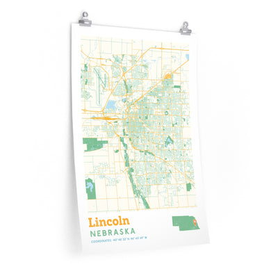 Lincoln Nebraska City Street Map Poster-20″ × 30″-Allegiant Goods Co. Vintage Sports Apparel