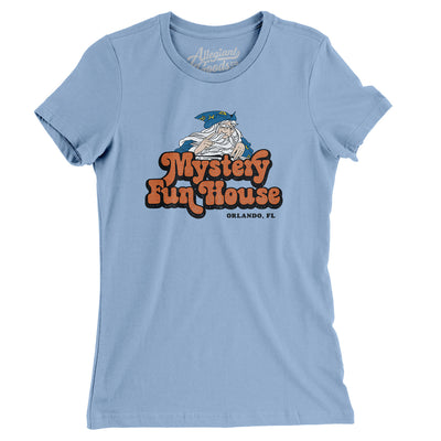 Mystery Fun House Orlando Women's T-Shirt-Baby Blue-Allegiant Goods Co. Vintage Sports Apparel