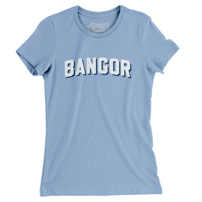 Bangor Maine Varsity Women's T-Shirt-Baby Blue-Allegiant Goods Co. Vintage Sports Apparel