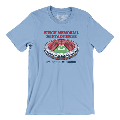 Busch Memorial Stadium Men/Unisex T-Shirt-Baby Blue-Allegiant Goods Co. Vintage Sports Apparel