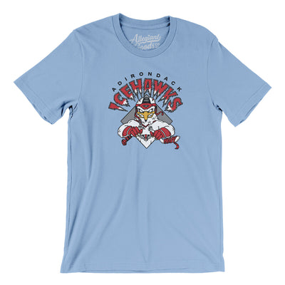 Adirondack Icehawks Men/Unisex T-Shirt-Baby Blue-Allegiant Goods Co. Vintage Sports Apparel