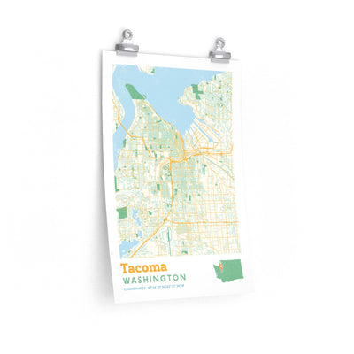 Tacoma Washington City Street Map Poster-12″ × 18″-Allegiant Goods Co. Vintage Sports Apparel
