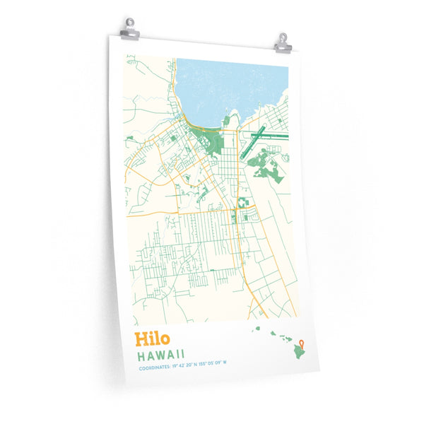 Hilo Hawaii City Street Map Poster - Allegiant Goods Co.