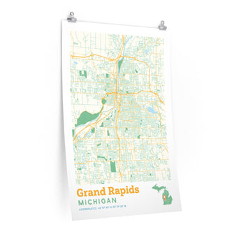 Grand Rapids Michigan City Street Map Poster-Allegiant Goods Co. Vintage Sports Apparel