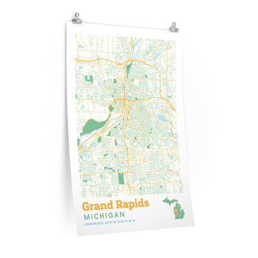 Grand Rapids Michigan City Street Map Poster-Allegiant Goods Co. Vintage Sports Apparel