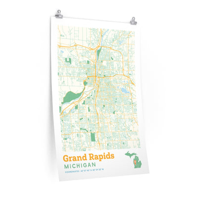 Grand Rapids Michigan City Street Map Poster-24″ × 36″-Allegiant Goods Co. Vintage Sports Apparel