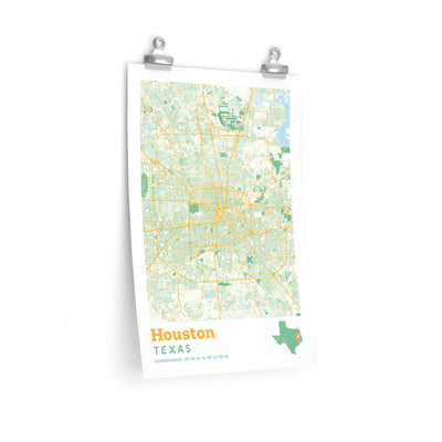 Houston Texas City Street Map Poster-12″ × 18″-Allegiant Goods Co. Vintage Sports Apparel