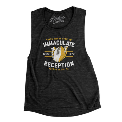 Immaculate Reception Women's Flowey Scoopneck Muscle Tank-Black Slub-Allegiant Goods Co. Vintage Sports Apparel