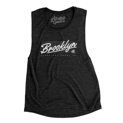 Brooklyn Retro Women's Flowey Scoopneck Muscle Tank-Black Slub-Allegiant Goods Co. Vintage Sports Apparel