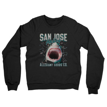 San Jose Hockey Throwback Mascot Midweight French Terry Crewneck Sweatshirt-Allegiant Goods Co. Vintage Sports Apparel