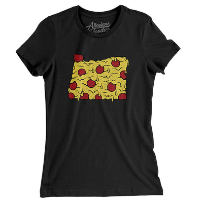 Oregon Pizza State Women's T-Shirt-Black-Allegiant Goods Co. Vintage Sports Apparel