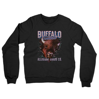 Buffalo Football Throwback Mascot Midweight French Terry Crewneck Sweatshirt-Allegiant Goods Co. Vintage Sports Apparel