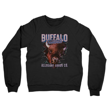 Buffalo Football Throwback Mascot Midweight French Terry Crewneck Sweatshirt-Allegiant Goods Co. Vintage Sports Apparel