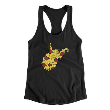 West Virginia Pizza State Women's Racerback Tank-Black-Allegiant Goods Co. Vintage Sports Apparel