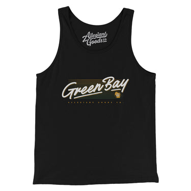 Green Bay Retro Men/Unisex Tank Top-Black-Allegiant Goods Co. Vintage Sports Apparel