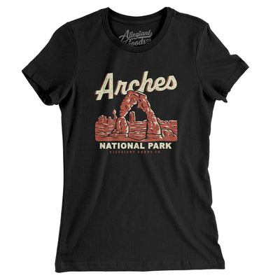 Arches National Park Women's T-Shirt-Black-Allegiant Goods Co. Vintage Sports Apparel