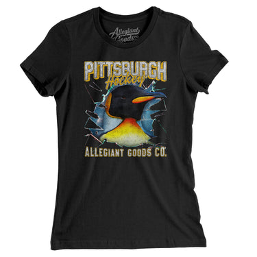 Pittsburgh Hockey Throwback Mascot Women's T-Shirt-Allegiant Goods Co. Vintage Sports Apparel