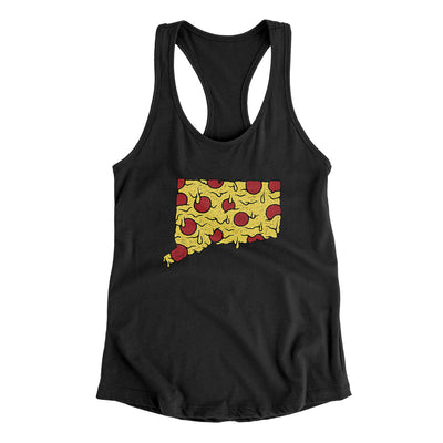 Connecticut Pizza State Women's Racerback Tank-Black-Allegiant Goods Co. Vintage Sports Apparel