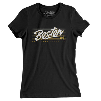 Boston Retro Women's T-Shirt-Black-Allegiant Goods Co. Vintage Sports Apparel