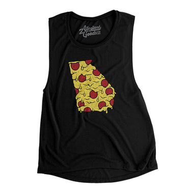 Georgia Pizza State Women's Flowey Scoopneck Muscle Tank-Black-Allegiant Goods Co. Vintage Sports Apparel