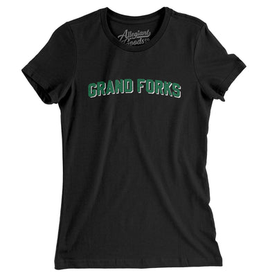 Grand Forks North Dakota Varsity Women's T-Shirt-Black-Allegiant Goods Co. Vintage Sports Apparel