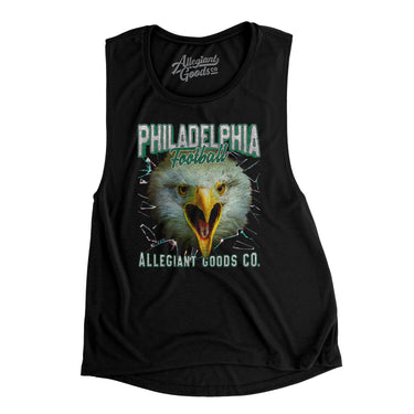 Philadelphia Football Throwback Mascot Women's Flowey Scoopneck Muscle Tank-Allegiant Goods Co. Vintage Sports Apparel