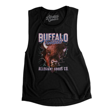 Buffalo Football Throwback Mascot Women's Flowey Scoopneck Muscle Tank-Allegiant Goods Co. Vintage Sports Apparel