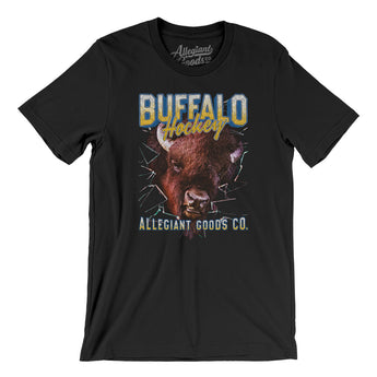 Buffalo Hockey Throwback Mascot Men/Unisex T-Shirt-Allegiant Goods Co. Vintage Sports Apparel